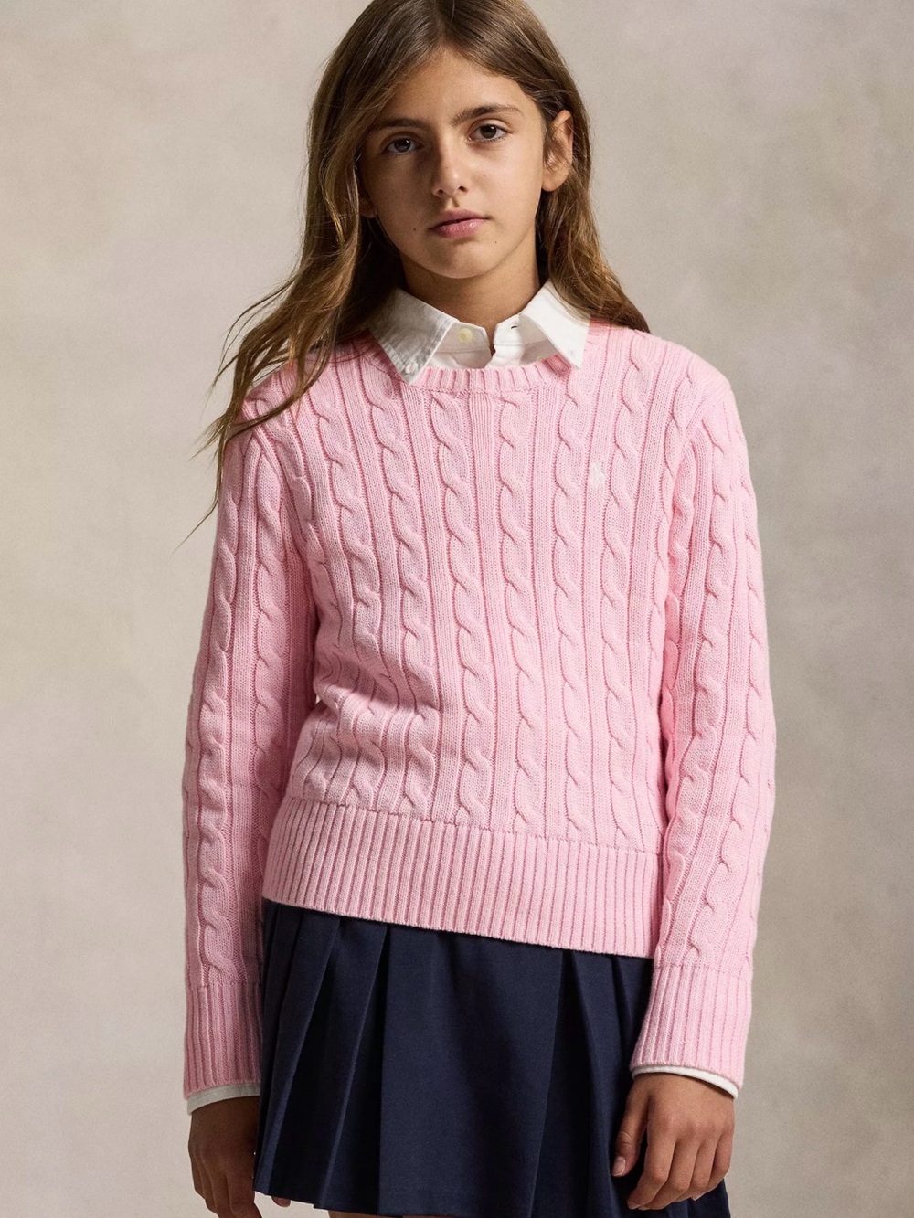 Girls Cable-Knit Cotton Sweater